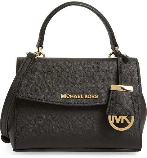 michael kors dark brown leather bag|black crossbody Michael Kors bag.